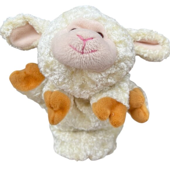 Set Of 2 Lamb Hand Puppets Plush Cal Toy & Unbranded Cream & White 11" & 9" - Picture 2 of 13
